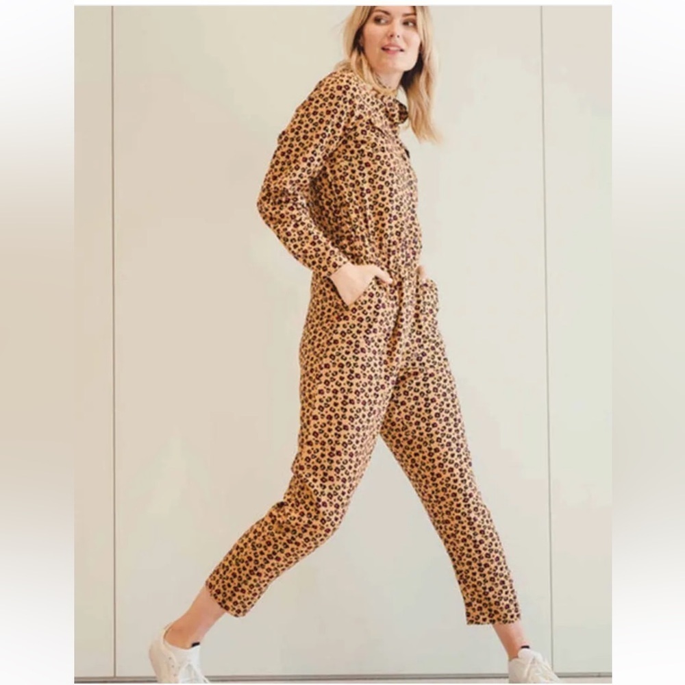 Sugarhill Rimona Boilersuit Animal Floral In Tan Size 4 NWT